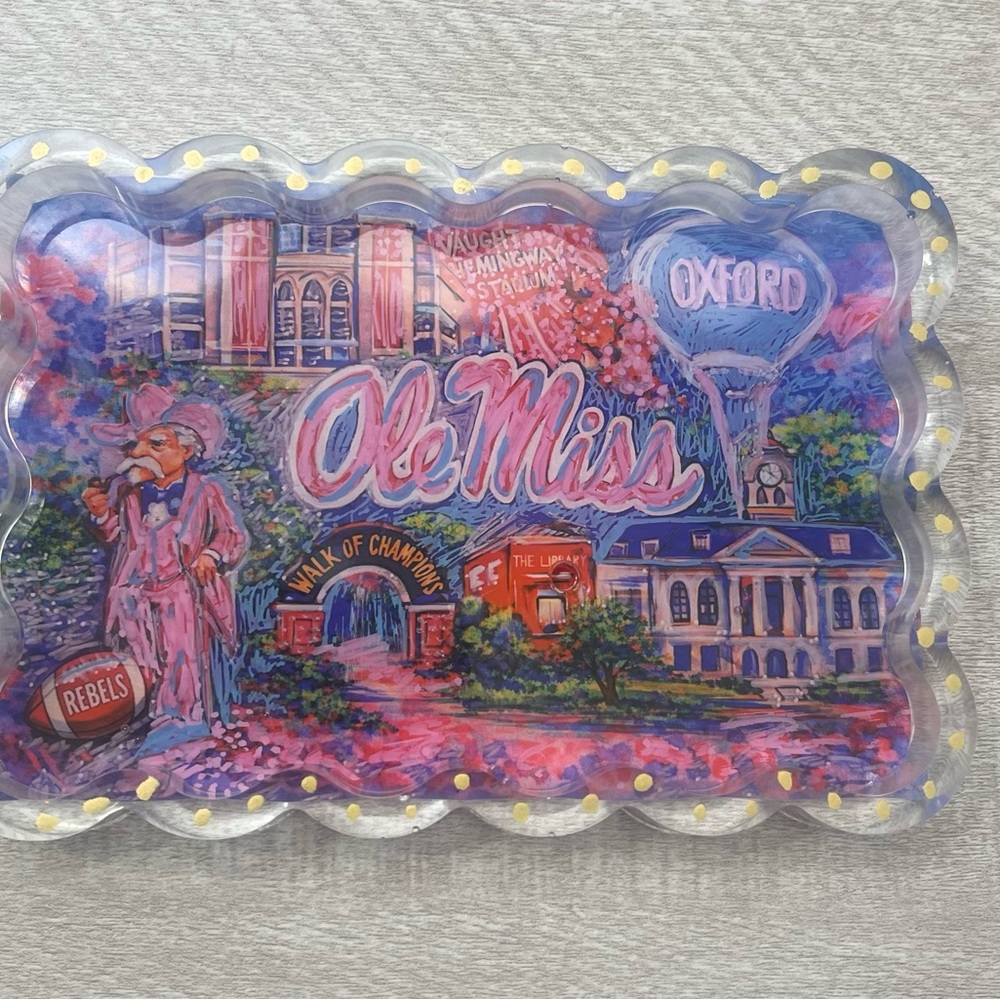 Ole Miss Pink & Blue Trinket Decorative Tray